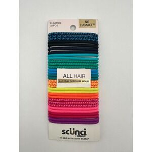 Scunci Elastics Hair Ties 32 Pcs No Damage Colorful All Hair Medium Hold